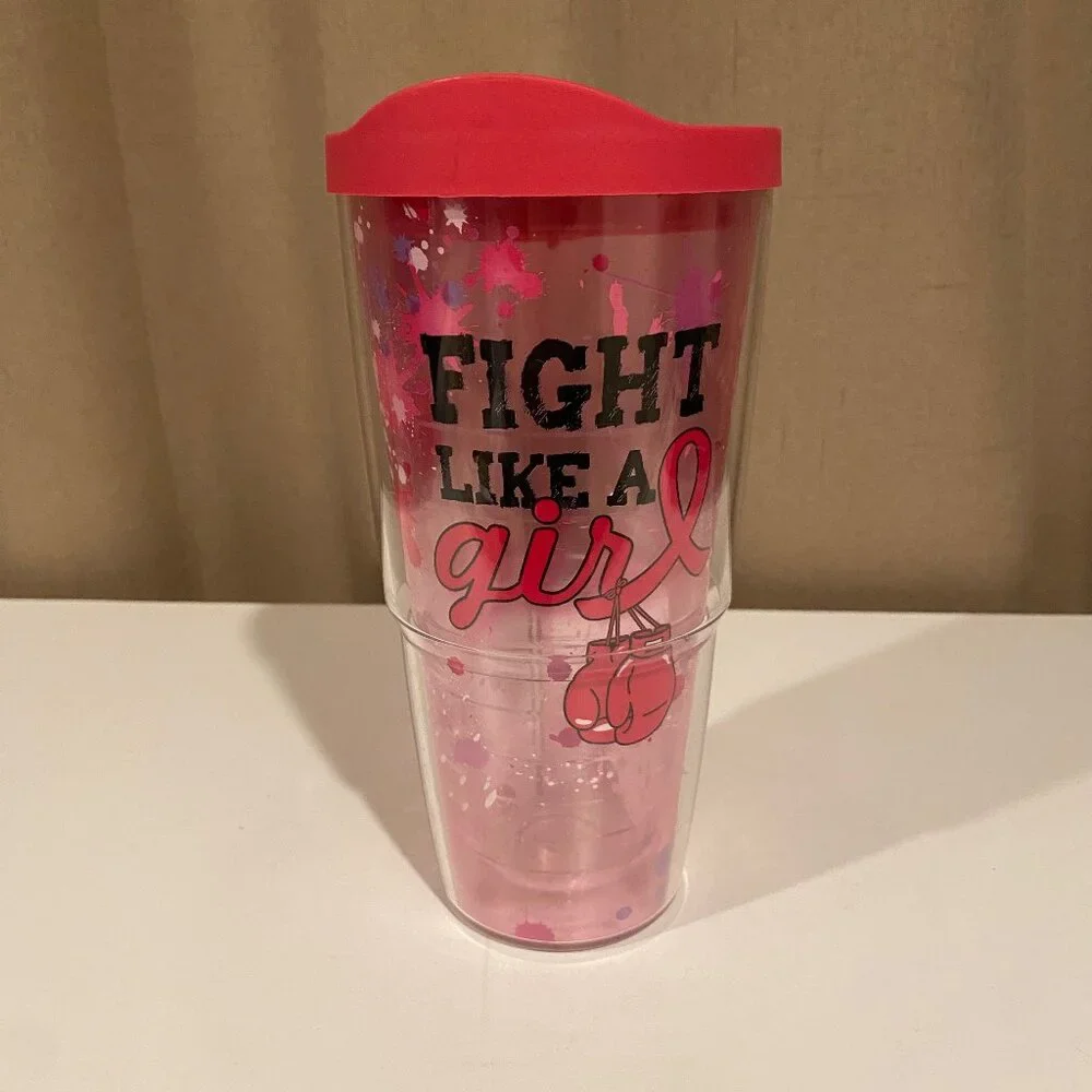 Tervis 24 oz Tumbler “Fight Like‎ a Girl” Pink Breast Cancer Mug